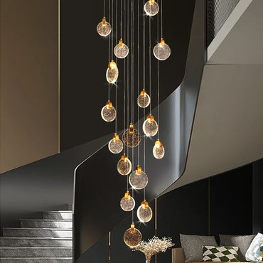 Clémence Luxury Crystal LED Staircase Chandelier Light