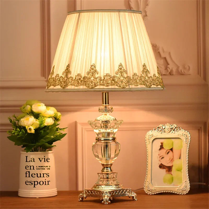 Retro Palace Crystal LED Table Lamp for Bedroom and Living Room
