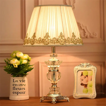 Retro Palace Crystal LED Table Lamp for Bedroom and Living Room