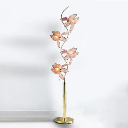 Élodie Modern Lotus LED Floor Lamp E26 Pink Glass Flower