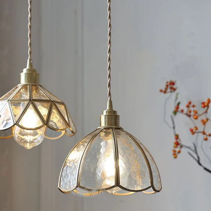 Camille Copper Glass Pendant Light Vintage Style