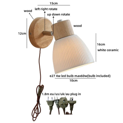 Lucienne Amber Glass Wood Wall Light
