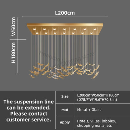 Aurelio Luxury Duplex Hotel Lobby Glass Stone LED Chandelier