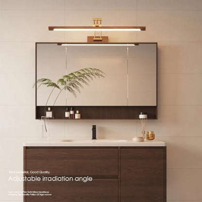 Élise Wood Grain Mirror Front LED Bathroom Light