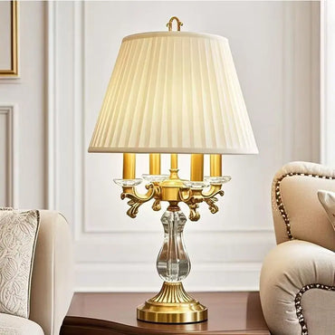 European Crystal Table Lamp with Art Deco Design for Bedroom Decor