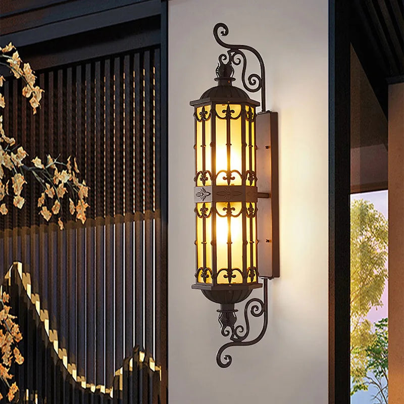 Camille Retro Gold Waterproof Aluminum LED Outdoor Wall Lamp E27