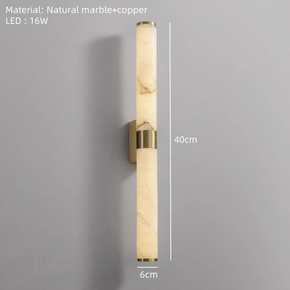 Camille Spanish Marble Gold Copper Cylindrical Wall Sconce Light