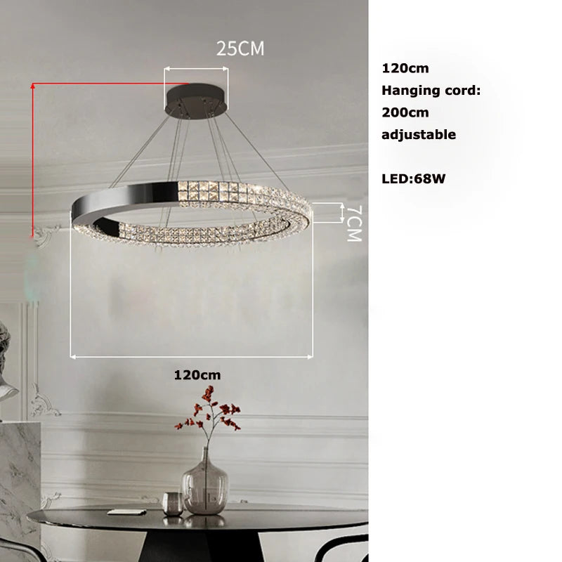 Sophie Scandinavian Crystal Chandelier Black Steel Ceiling Light