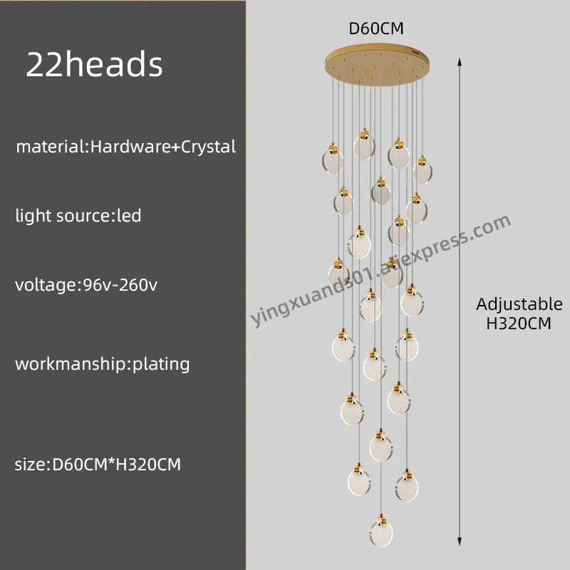 Anastasia Crystal Staircase Pendant Chandelier for Luxury Loft Spaces
