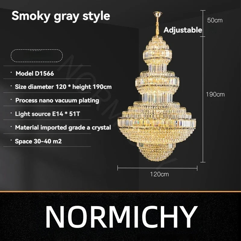 Luxury Hollow Crystal Pendant Chandelier for Villa and Hotel Lobby