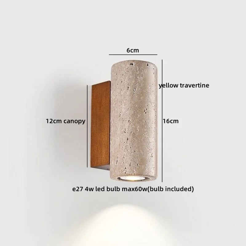 Élise Yellow Travertine LED Wall Lamp Japan Style Luxury