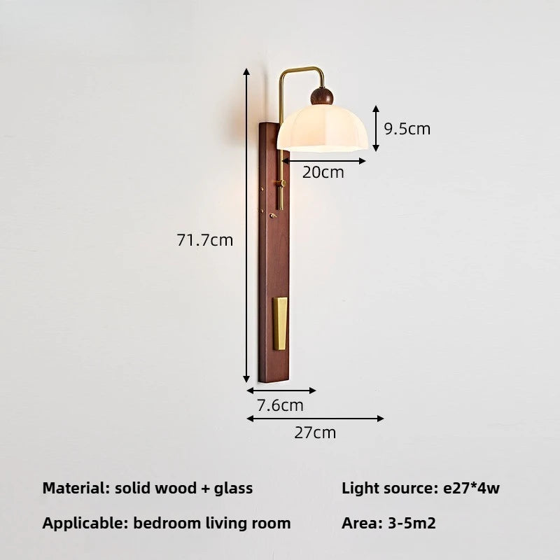 Aiko Japanese Vintage Solid Wood LED Wall Light