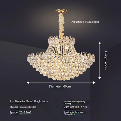 Luxury Round Golden Crystal Chandelier for Living Room & Bedroom
