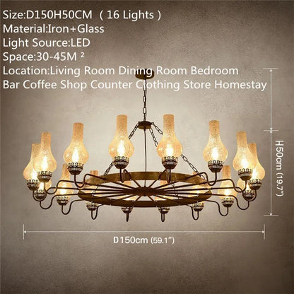 Camille Vintage Crystal Industrial Chandelier Ceiling Light