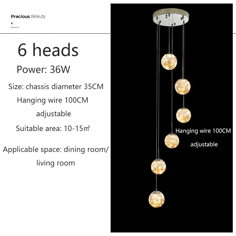 Adèle Starry Sky LED Staircase Pendant Chandelier