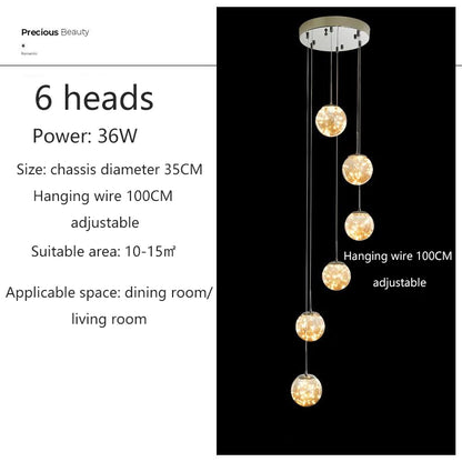 Adèle Starry Sky LED Staircase Pendant Chandelier