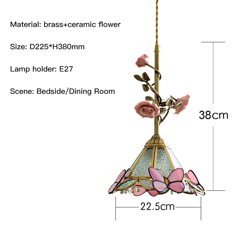 Élise Vintage French Rose Copper Pendant Ceiling Light
