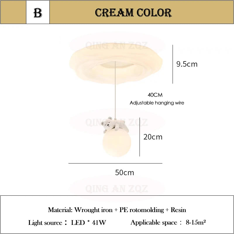 Amélie White Bear Cloud LED Ceiling Light Kids Room Dimmable