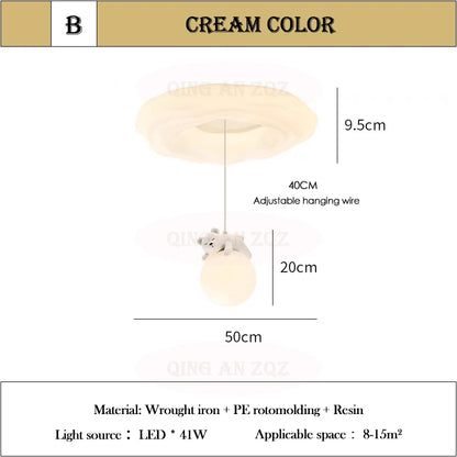 Amélie White Bear Cloud LED Ceiling Light Kids Room Dimmable