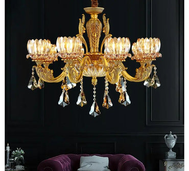 Sophie European Brass Crystal Antique Chandelier Pendant Light