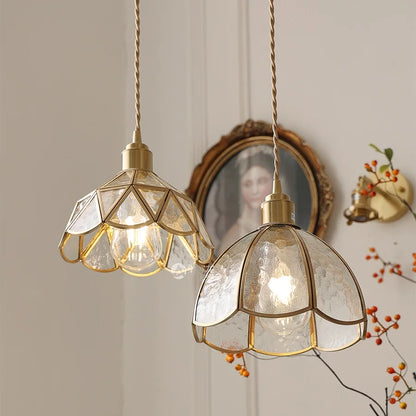 Camille Copper Glass Pendant Light Vintage Style