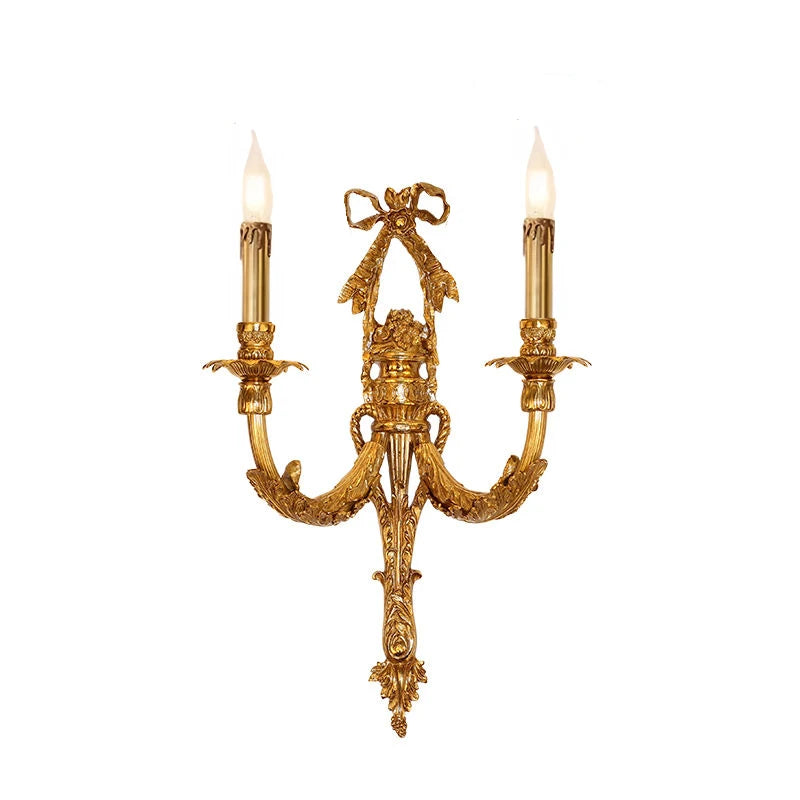 Camille Retro French Brass Crystal LED Wall Lamp Bedroom Accent
