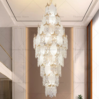 Leaf Style Crystal Chandelier for Duplex Villa and Staircase
