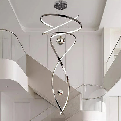 Nora Modern Staircase LED Pendant Chandelier, Dimmable Remote