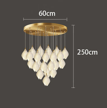 Liora Modern Lotus Cluster Staircase Chandelier