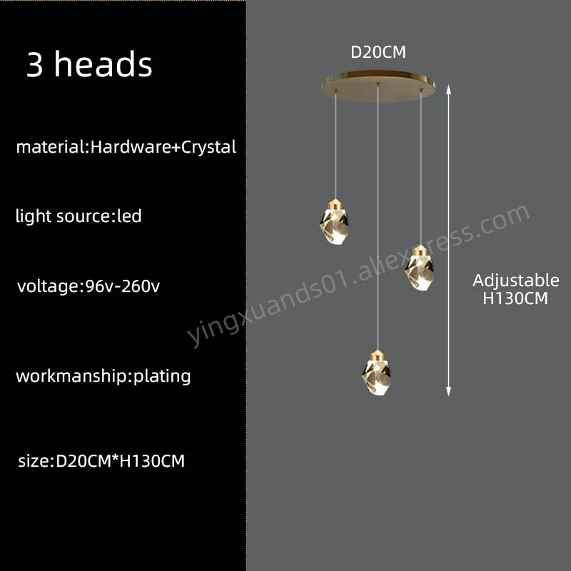 Lucienne Nordic Crystal Staircase Chandelier for Loft & Villa Interiors