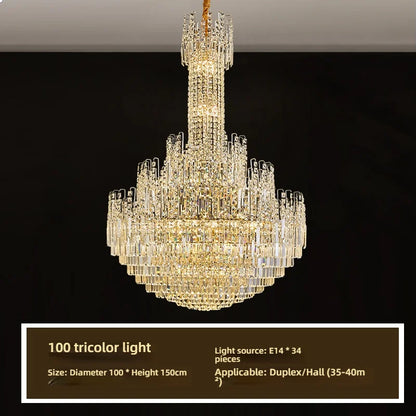 Hollow Crystal Chandelier for Duplex Hall and Staircase Lighting