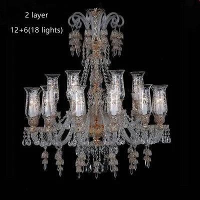 Long Clear Glass Chandelier for Living Room and Study Room