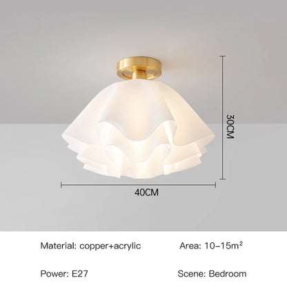 Sofia Nordic White Frosted Glass LED Semi-Flush Chandelier