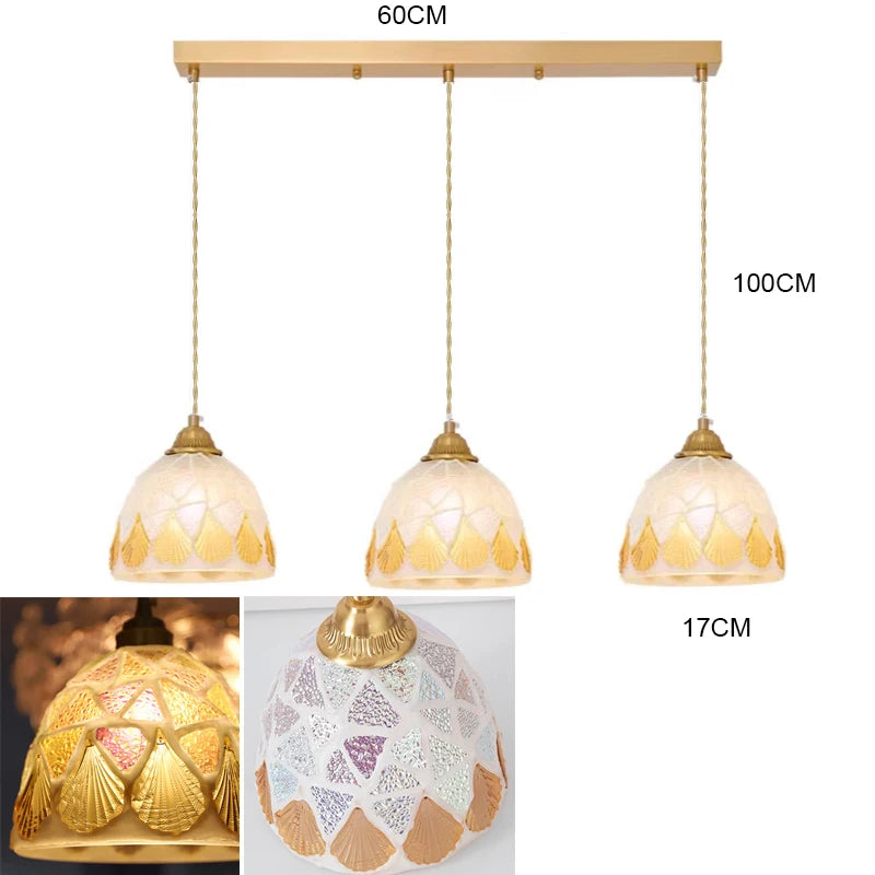 Isabelle Shell Glass Pendant Light Art Deco Bedside Lamp