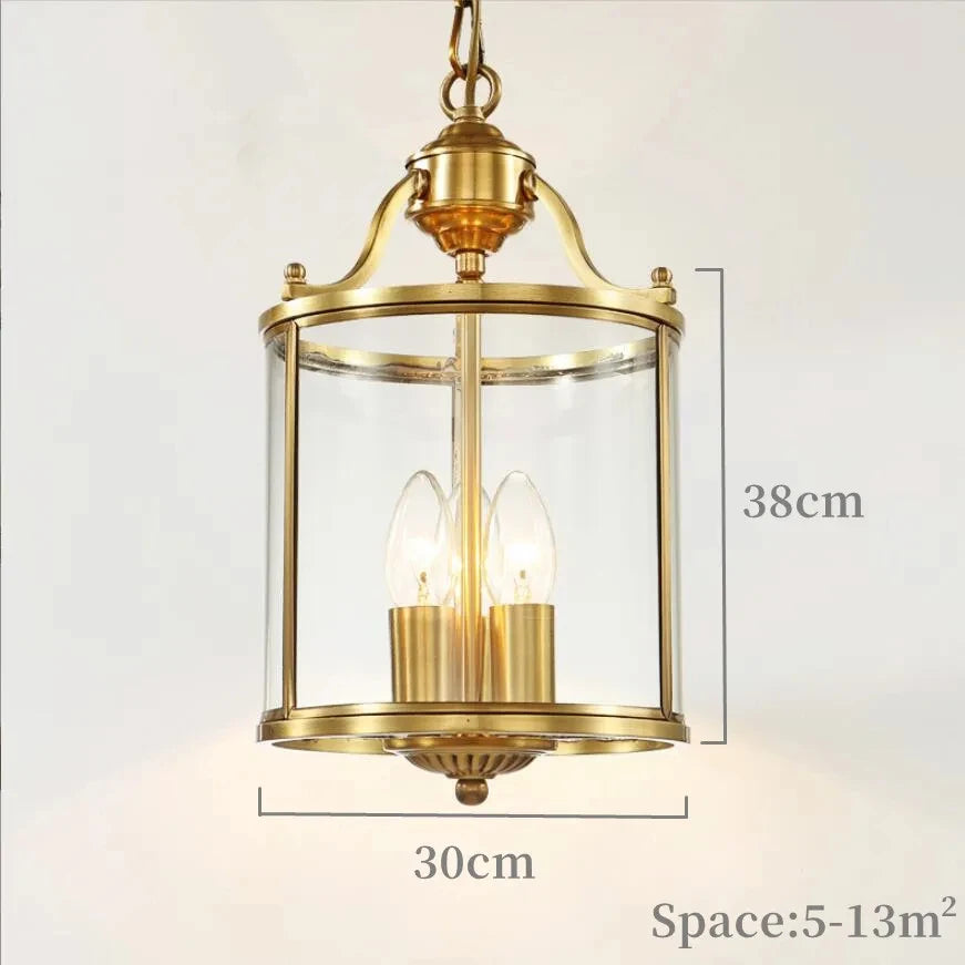 American Country Bronze and Glass Pendant Lamp for Living and Dining Rooms