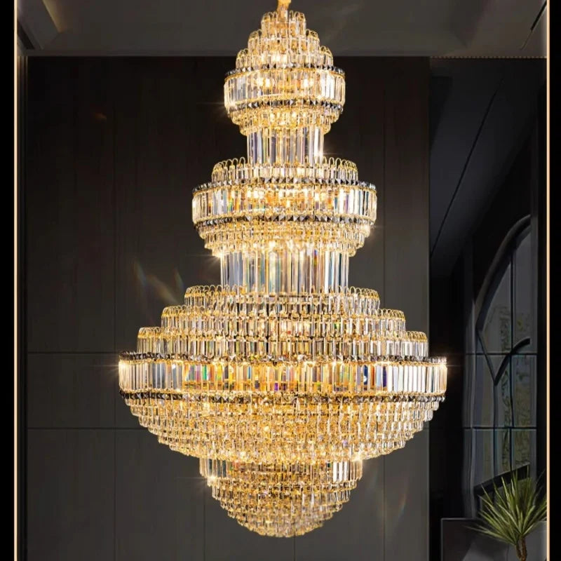 Luxury Hollow Crystal Pendant Chandelier for Villa and Hotel Lobby