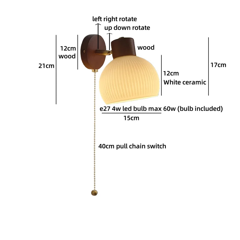 Élodie White Ceramic Iron LED Wall Lamp Switch Nordic