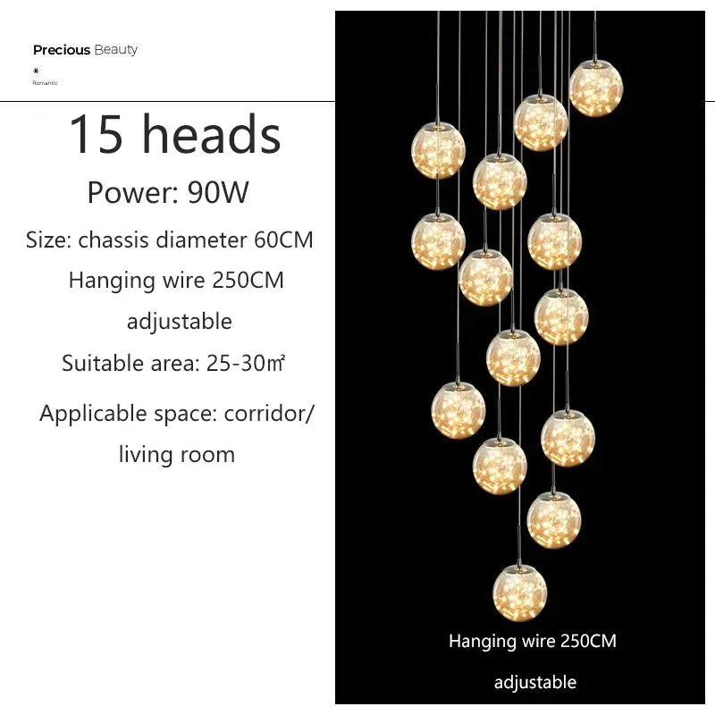 Adèle Starry Sky LED Staircase Pendant Chandelier