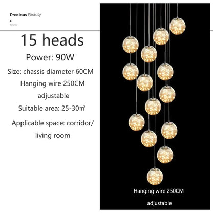 Adèle Starry Sky LED Staircase Pendant Chandelier