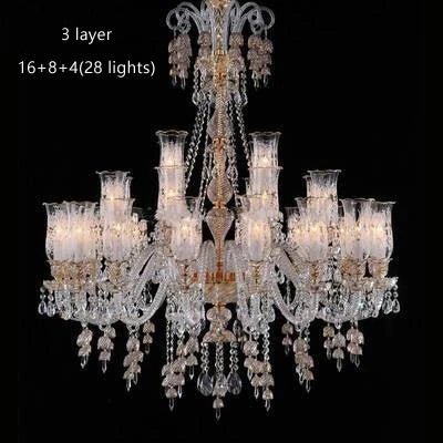 Long Clear Glass Chandelier for Living Room and Study Room