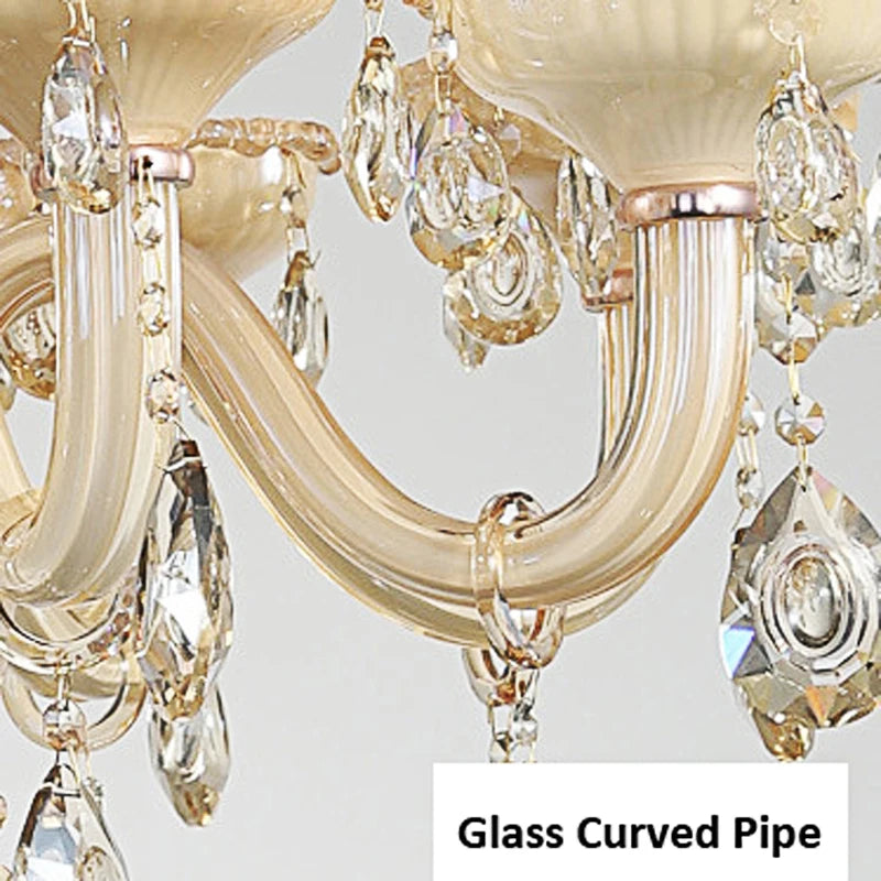 French Luxury Home Decoration Room Champagne White Chandelier European Villa Hotel Hall Restaurant E14 Crystal Pendent Lights