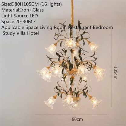 Évelyne Floral Glass Chandelier for Luxury Dining & Lobby Spaces