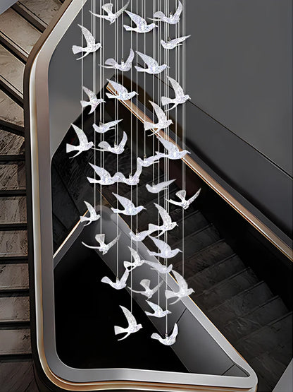 Delphine Swallow Bird LED Staircase Pendant Chandelier