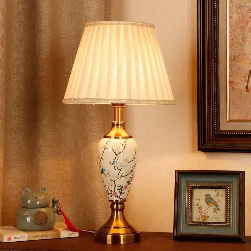 Élise European Retro Flower Ceramic LED Floor Lamp
