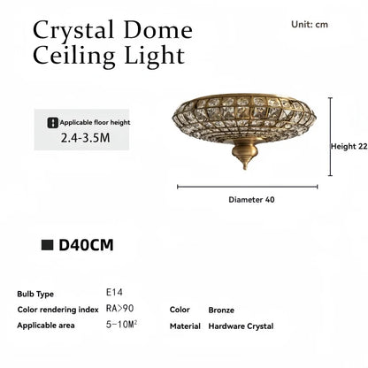 Élise Vintage Crystal Copper Ceiling Light Gold 5-Light