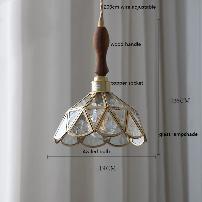 Camille Copper Glass Pendant Light Vintage Style