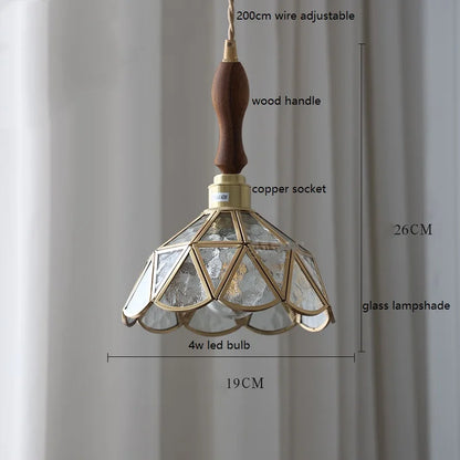 Camille Copper Glass Pendant Light Vintage Style