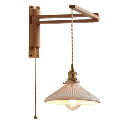 Élise Ceramic Wood Wall Lamp for Bedside & Bathroom