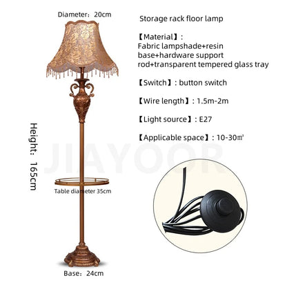 Camille European Luxury Resin LED Floor Lamp Retro Standing Light