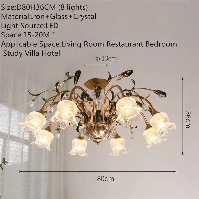 Évelyne Floral Glass Chandelier for Luxury Dining & Lobby Spaces
